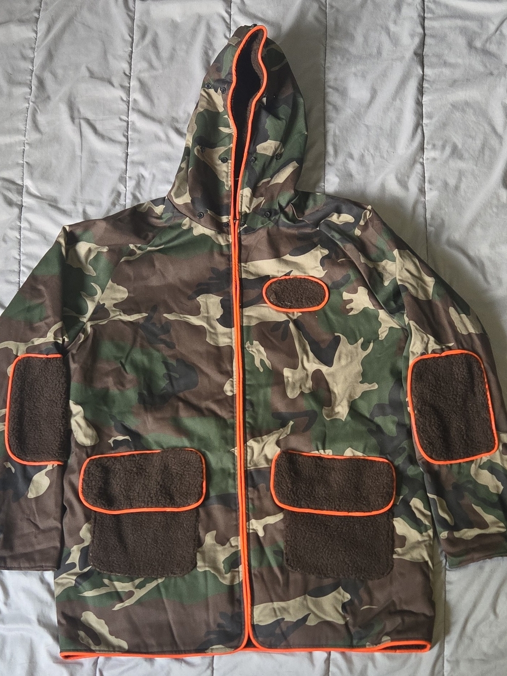 American Stitch Camouflage Hooded Field Jacket with Orange Piping